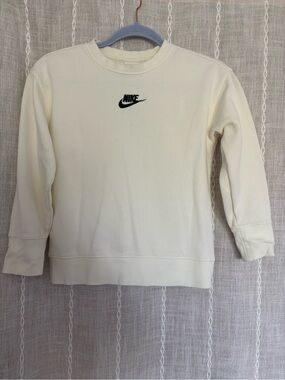 Nike Off-White Crewneck Sweatshirt with Black Swoosh